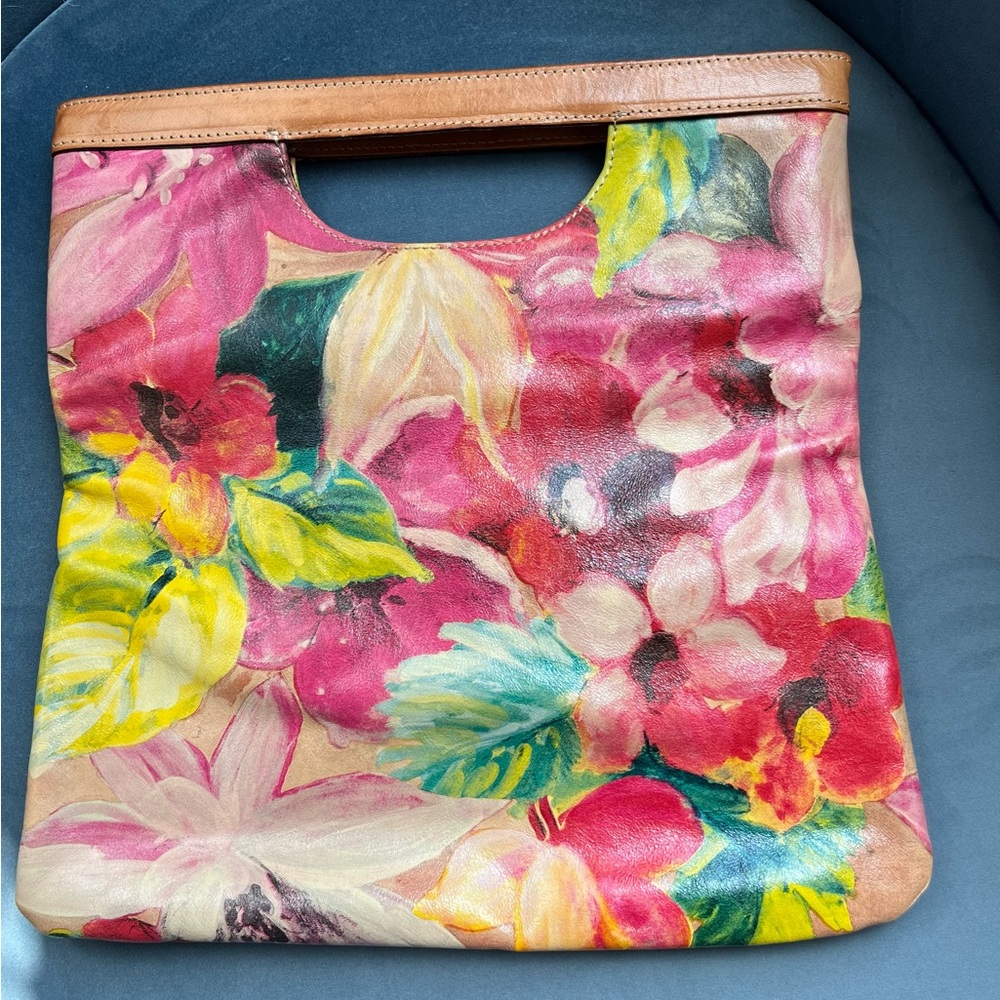 Floral Print Cutout Handle Tote - Pink Multicolor